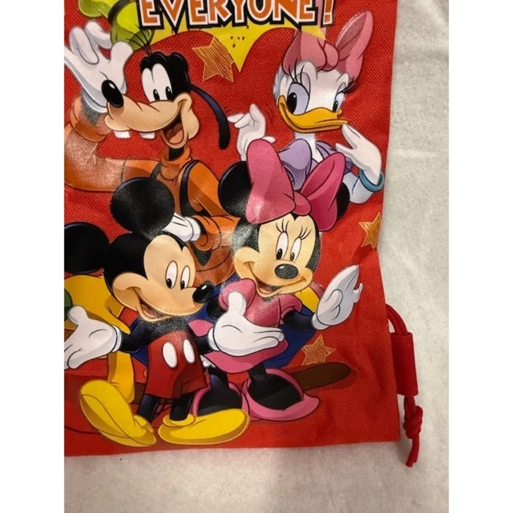 Disney Mickey Mouse Fun With Everyone Red Drawstring Backpack Bag Kids NWT